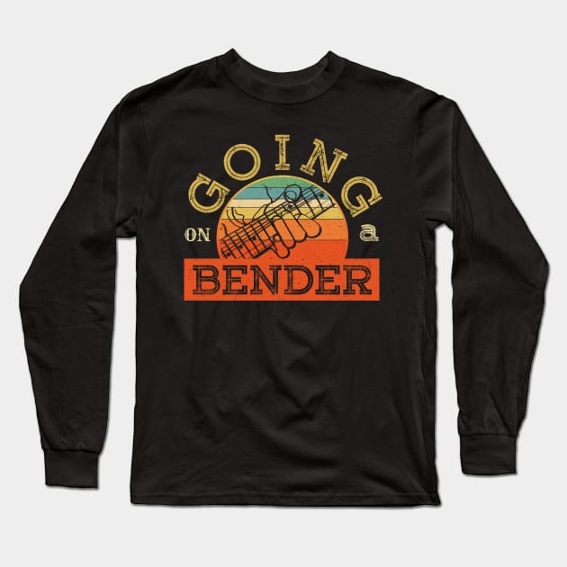 Going On A Bender - Vintage Blues Rock Heavy Guitar Player Long Sleeve T-Shirt by bonmotto